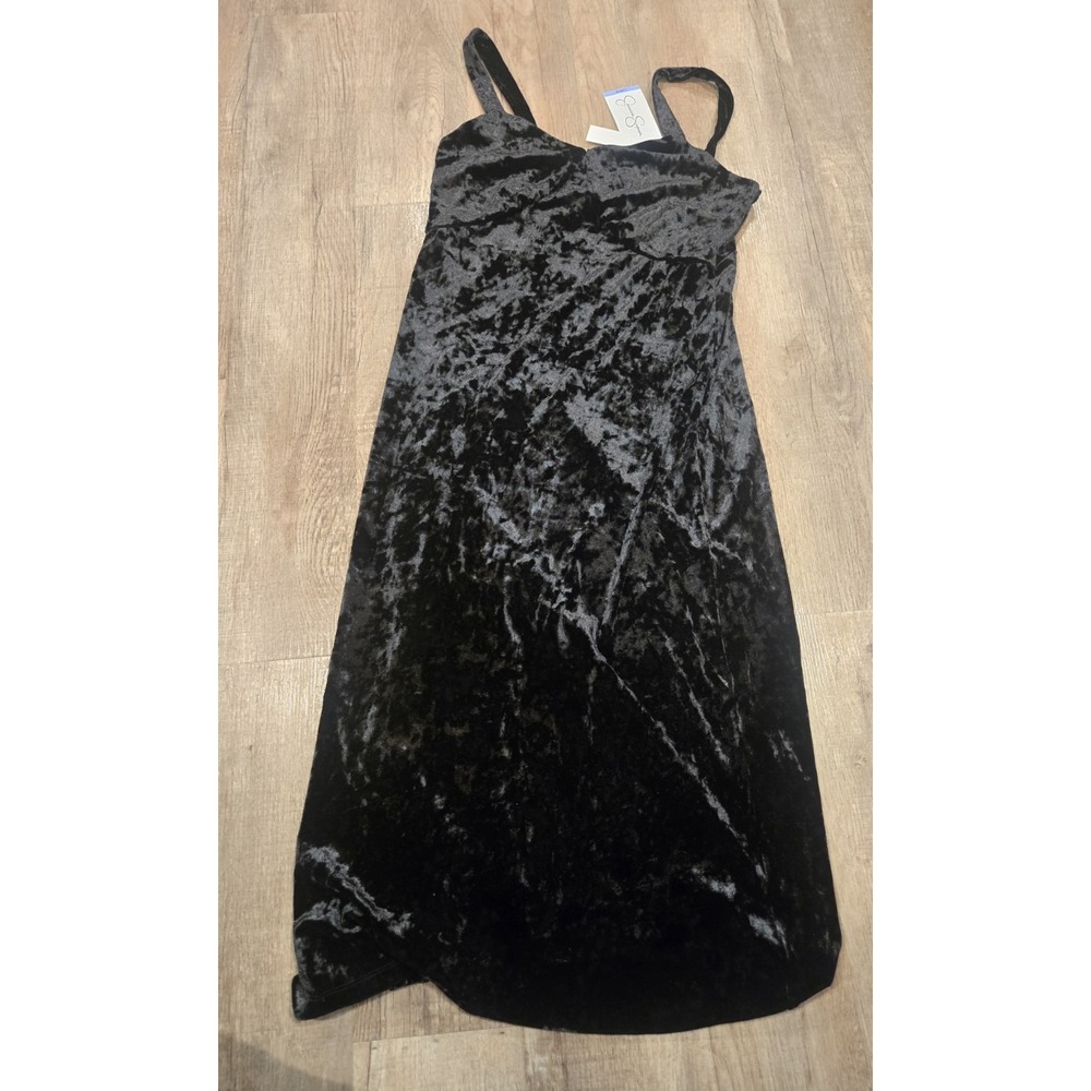 Jessica Simpson Black Crushed Velvet Slip Dress